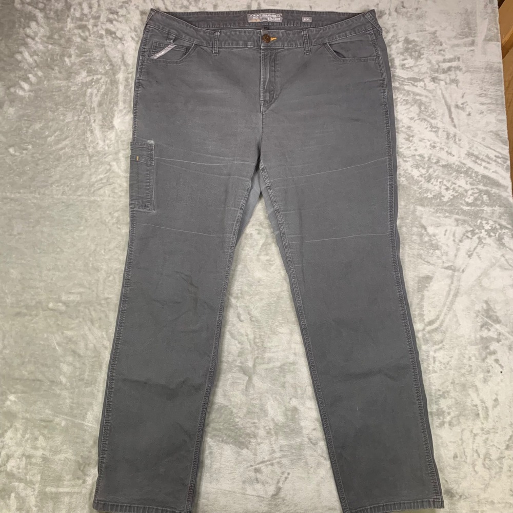 Ariat Rebar Made Tough Straight Leg Perfect Rise Grey Work Pants 22WL 42x32